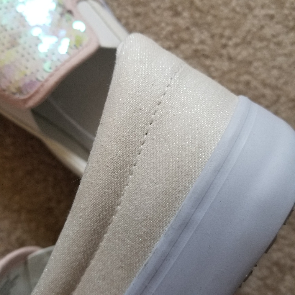 Iridescent silver flip sequin glitter canvas slip - Picture 10 of 12